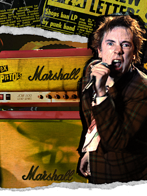 The Sex Pistols band in a collage