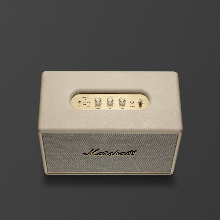 Beige Marshall WOBURN III CREAM Bluetooth speaker.