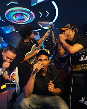 A group of musicians in a music venue