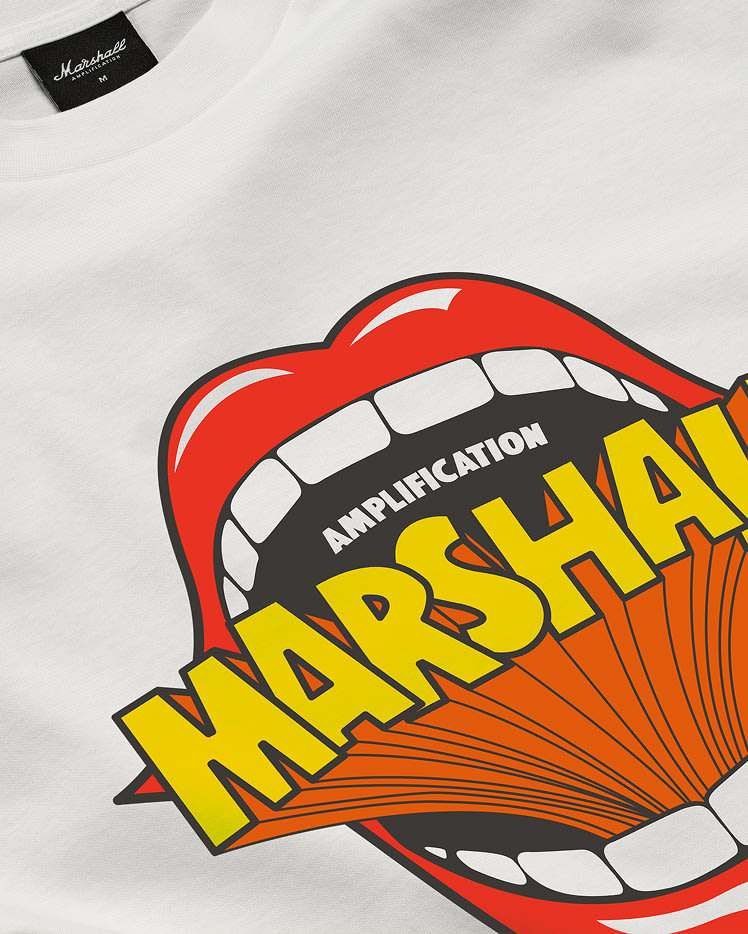 Close-up of the Mouth Reissue T-shirt White front print.