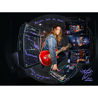 Ally Venable playing guitar connected to the Studio JMH Half Stack Hendrix edition)