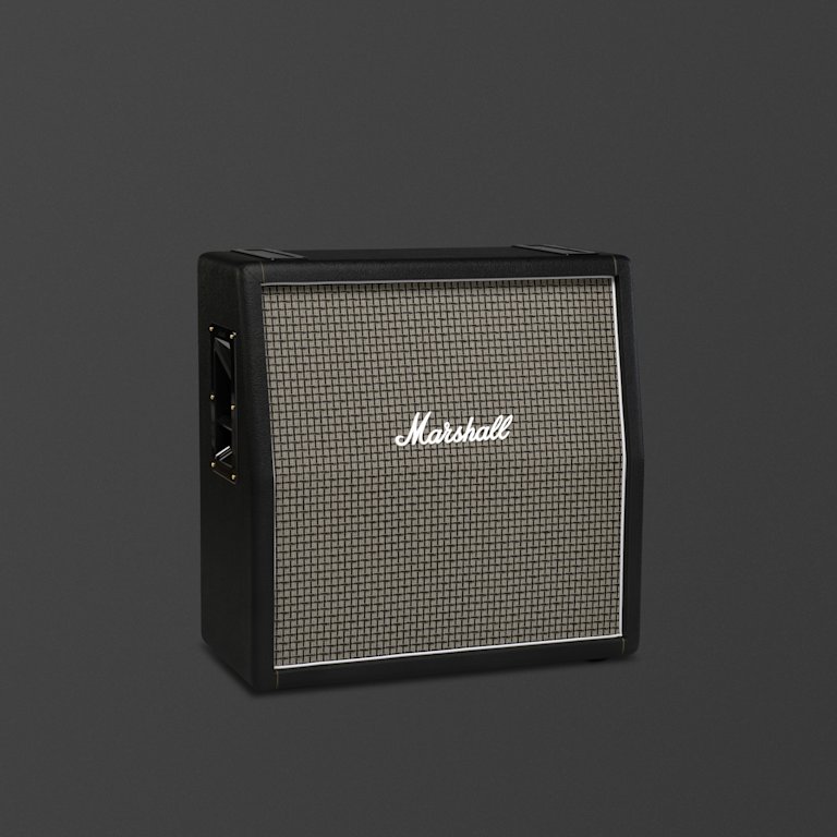 Marshall's 1960AX black cabinet in a retro style.