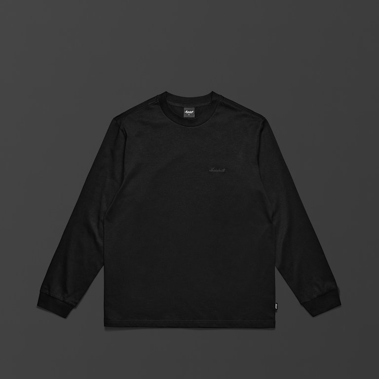 The Marshall standard issue long sleeve T-shirt in black from the front