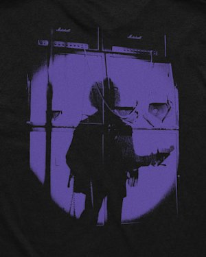 Hendrix's silhouette on the wall of sound graphic on the Hendrix Shadow T-shirt.