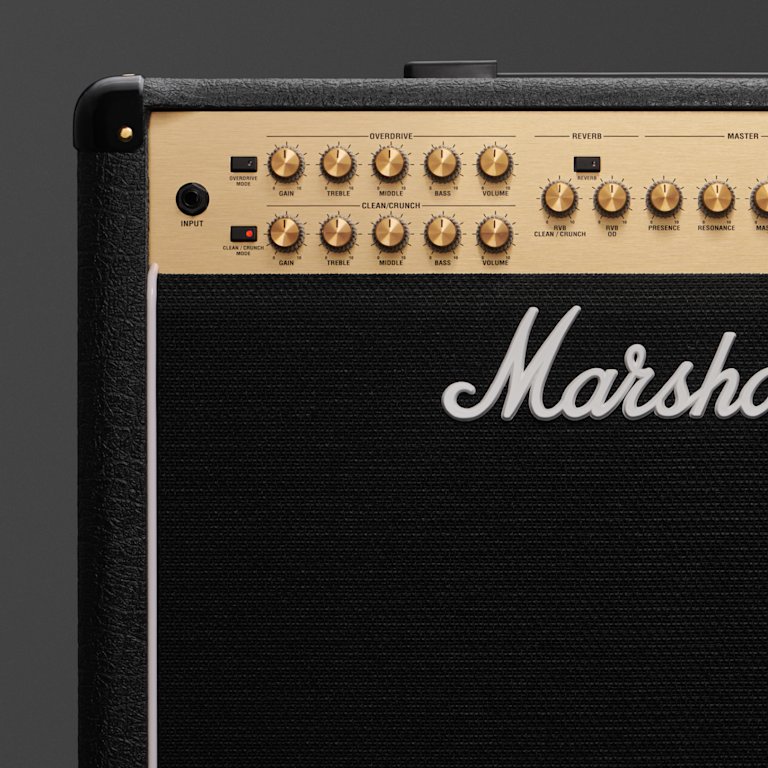 A zoomed in image of the Marshall JVM215C combo amp