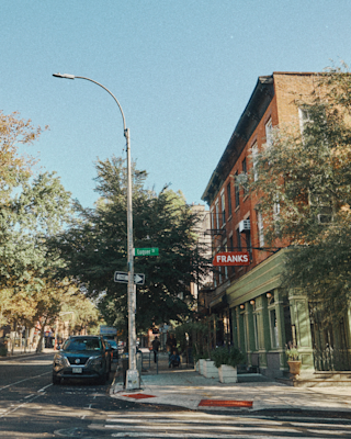 The Franks sign in front of their restaurant