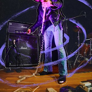 A styled image of the Marshall X Hendrix 60th anniversary Half stack