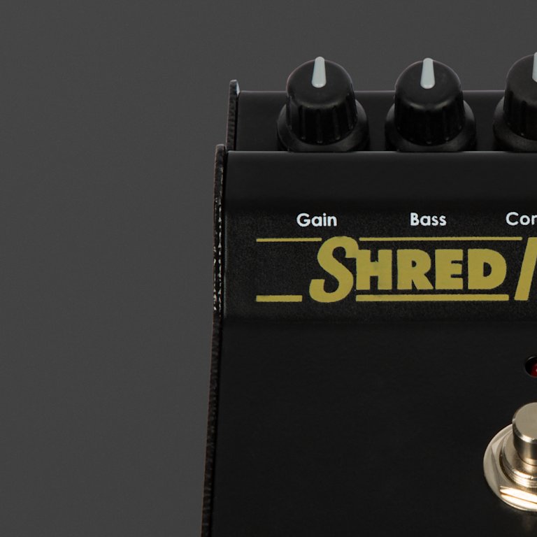 Left upper part of the Marshall Shredmaster Vintage Reissue Pedal showing adjustable controls.