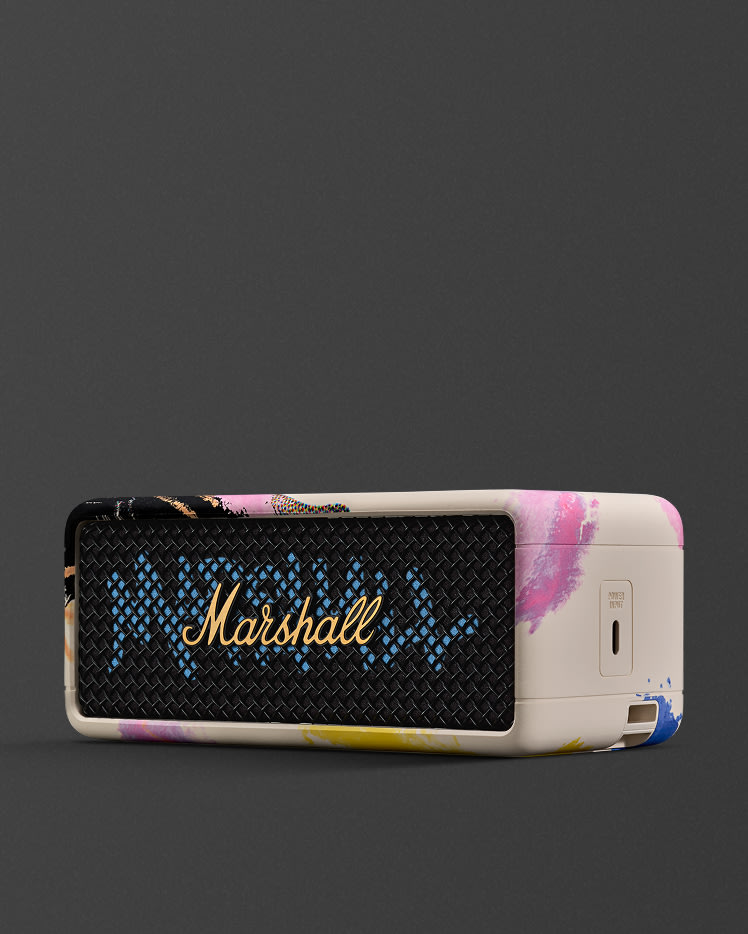 Right side view of Emberton III Lunar New Year Edition 2026 speaker on a dark surface.