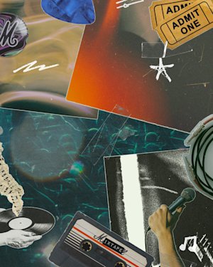A collage of different shapes and vibrant colors with a Marshall-inspired touch