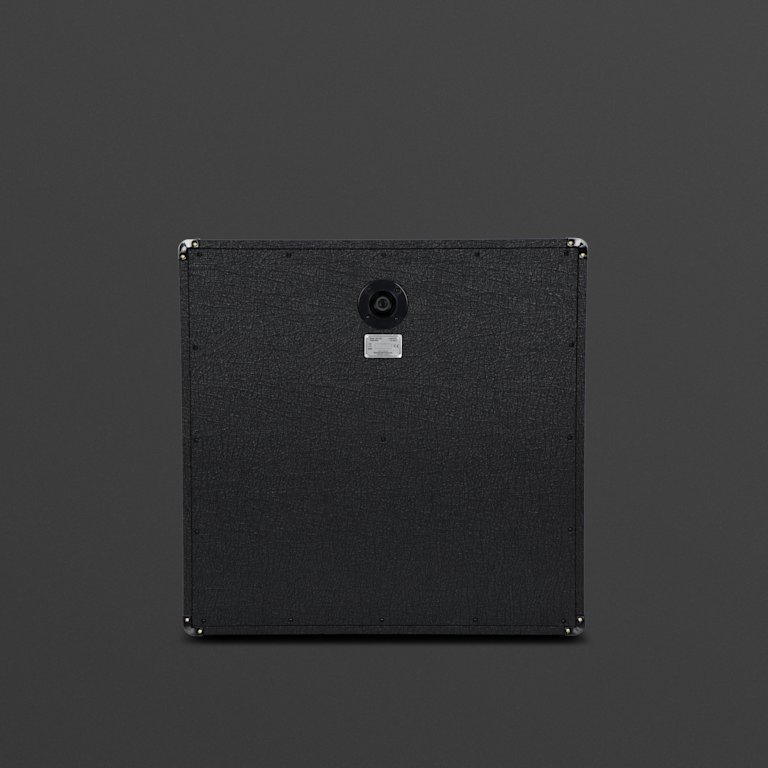 A black Marshall MX412B cabinet seen from the back, on a dark grey background.