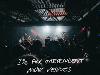An image with the text '1% for independent music videos'.