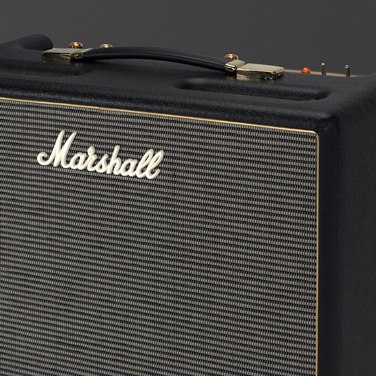 An image of the logo on the 'Marshall Origin20 Combo' amp.