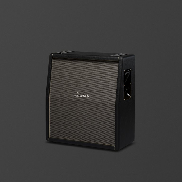 Marshall's 1960TV black cabinet with a vintage fret.