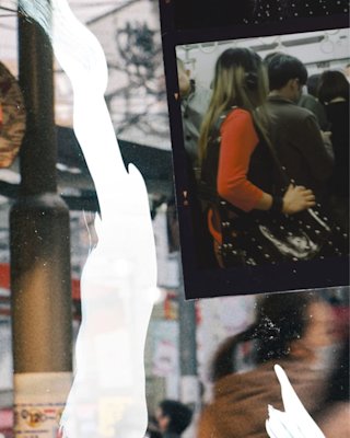 A person seen from the side is wearing Milton A.N.C in a collage