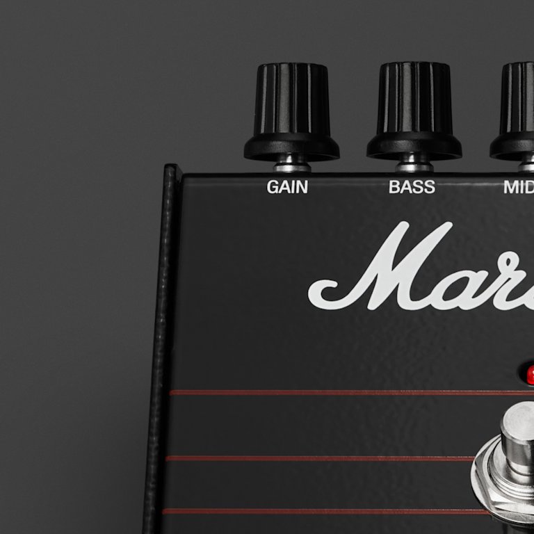 Zoomed image on the control knobs 'Gain' and 'Bass' on the Guv'nor Vintage Reissue Pedal.