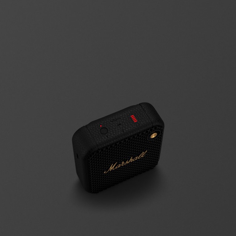 The Willen Black and Brass - Marshall is a portable wireless speaker.