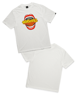 Two Marshall Mouth Reissue T-shirts in White.
