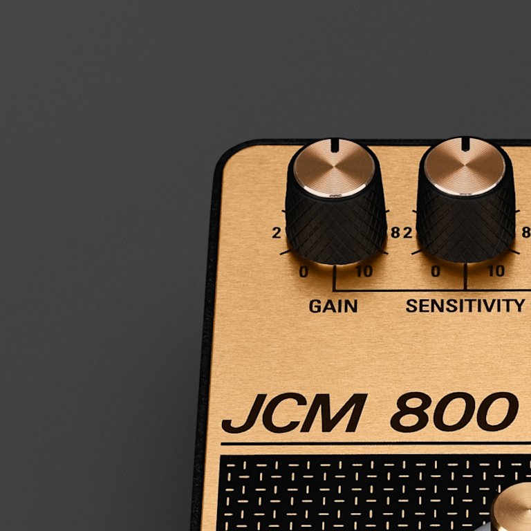 The Gain and Sensitivity control knobs of the Marshall JCM800 Overdrive pedal.