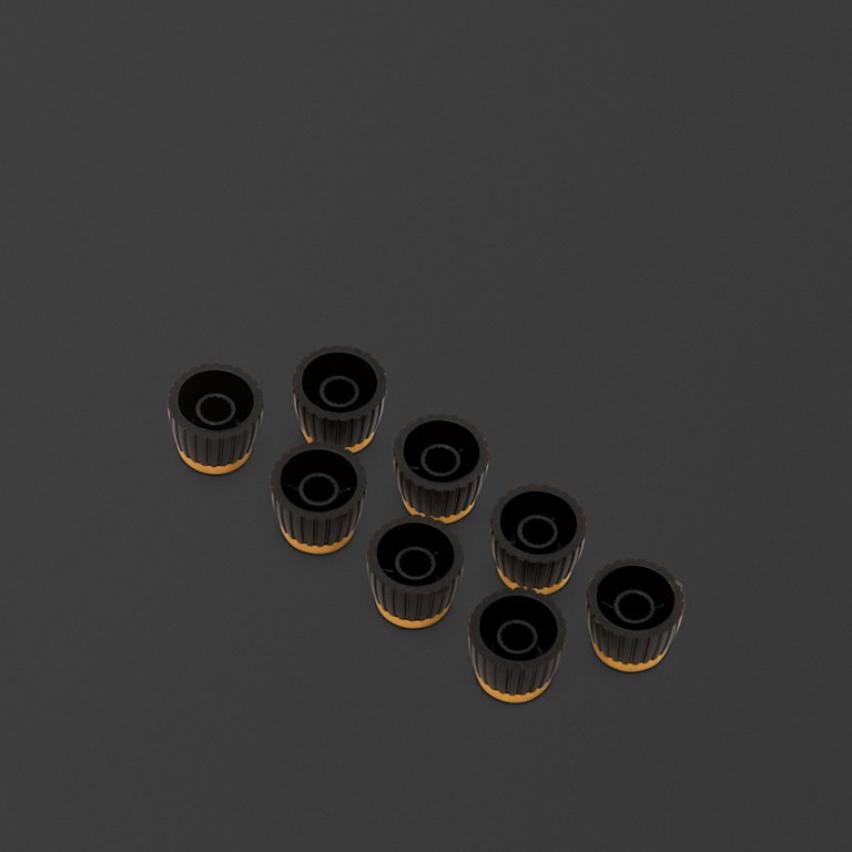 브라운 바디에 골드 캡이 있는 노브.