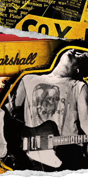 The Sex Pistols band in a collage updated