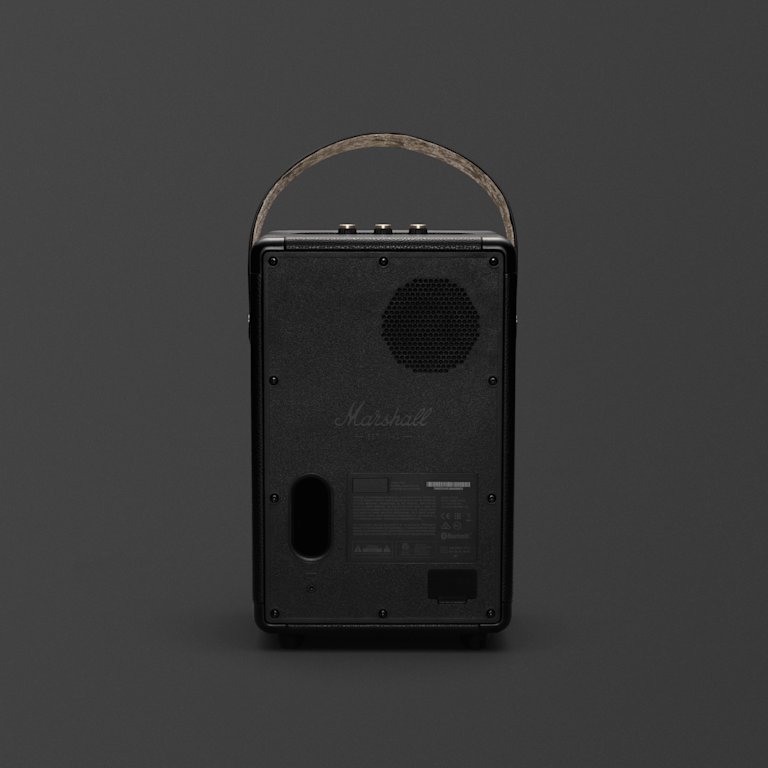 A Marshall Tufton Black and Brass viewed from the back.