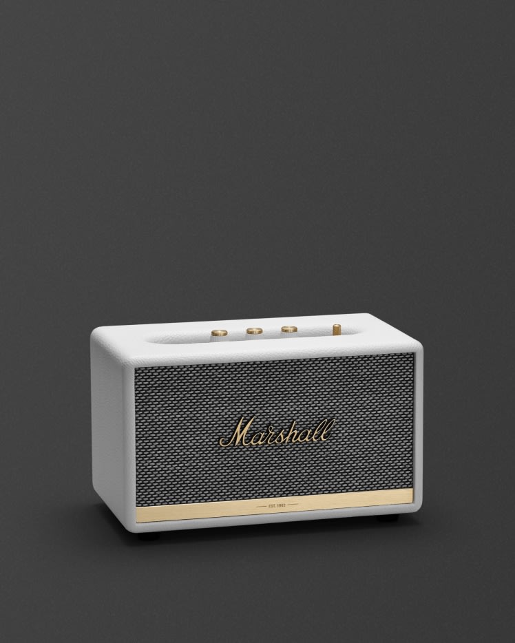 Marshall ACTON II BLUETOOTH WHITE cream and gold bluetooth speaker.