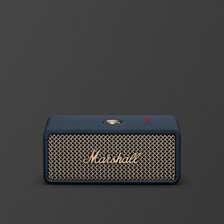 Marshall Emberton III Midnight Blue Bluetooth portable speaker shown against a plain dark background.