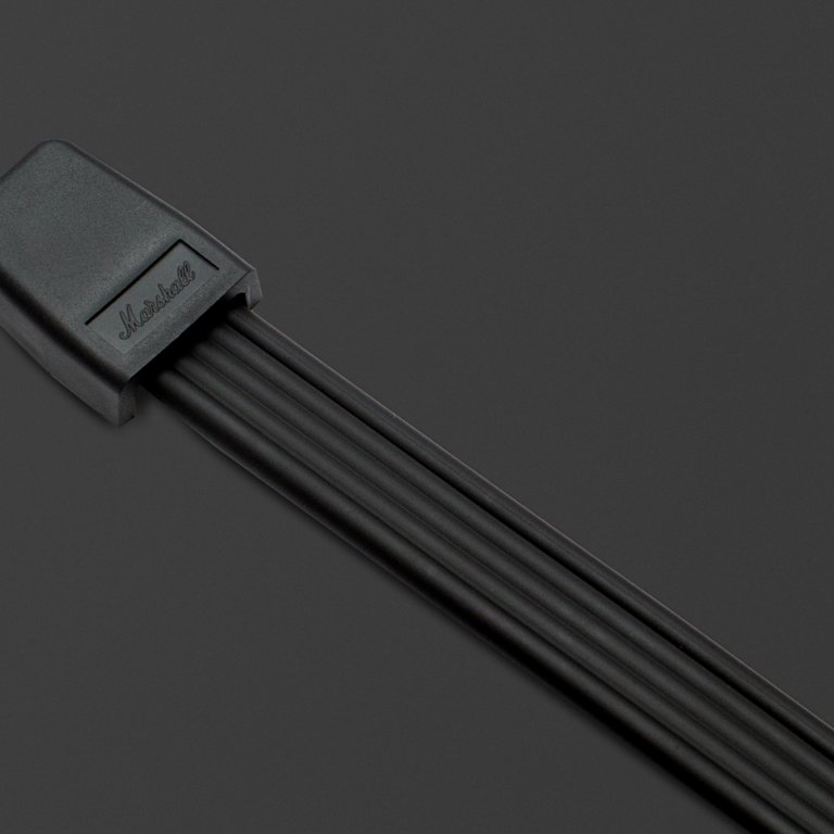 Zoomed image on the black large strap handle from Marshall amps.