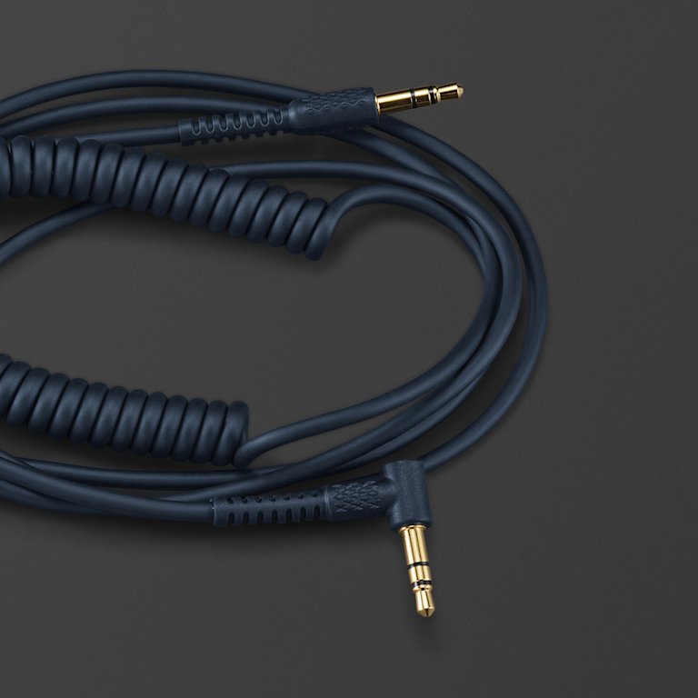 Close-up of Headphone Audio Cable Midnight Blue.