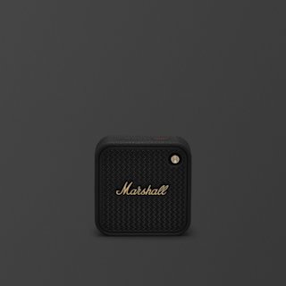 Marshall Willen II Black and Brass portable Bluetooth speaker.