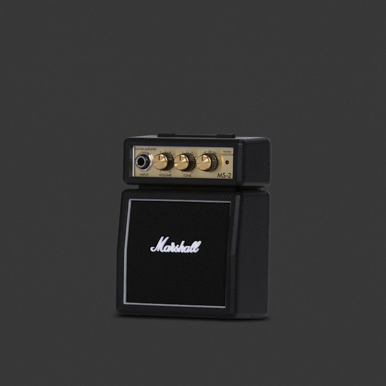 Micro amp from Marshall in black from the right side