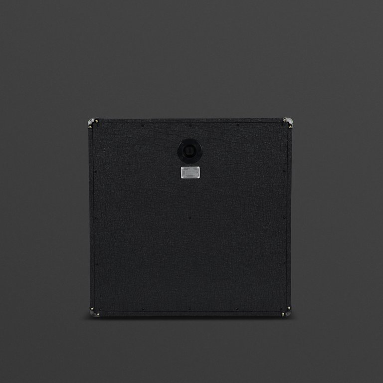 Una caja negra Marshall MX412A vista desde atrás