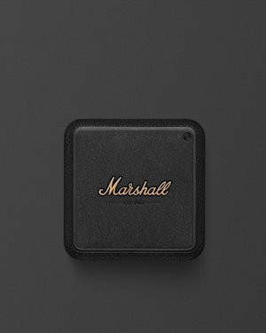 Front image of Heddon with the Marshall logo in gold, set against a dark gray background.