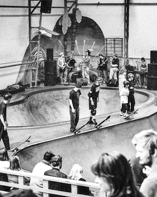 People skating inside Fryshuset