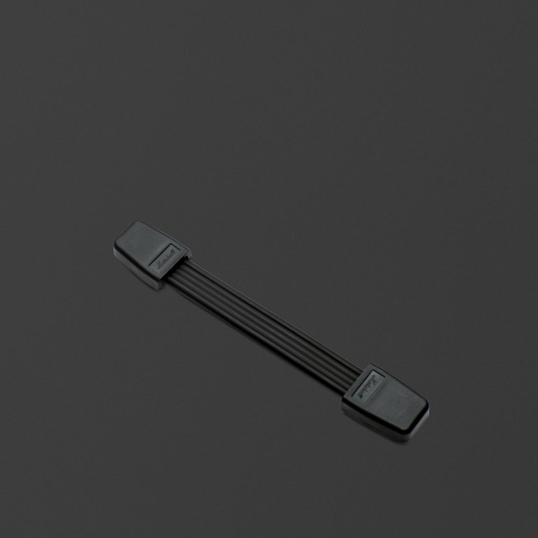 Black rubber strap handle.