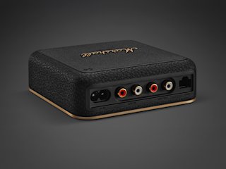 Heddon interface with ports for AC in, line in/out, and LAN, shown on a dark background.