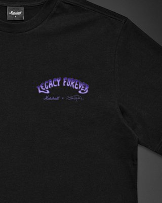 “Legacy Forever” print on the front of the Hendrix Shadow T-shirt.