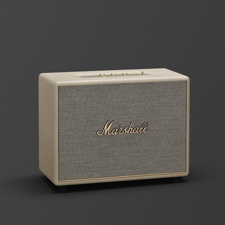 Marshall Woburn III Cream Bluetooth Speaker. This Marshall home speaker, also available in white, is the Woburn III Cream model.