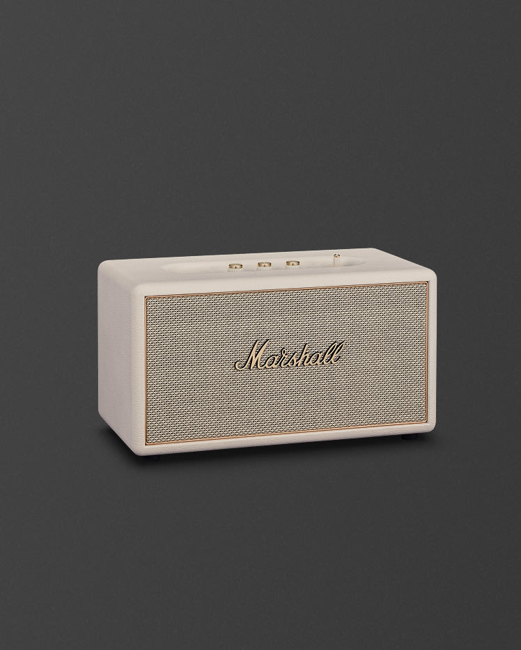 Marshall Stanmore IV Cream Bluetooth speaker, set against a dark background.