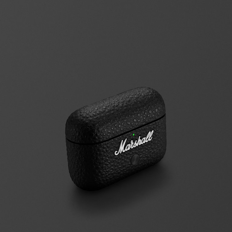 Motif II A.N.C. Charging Case set against a dark background.