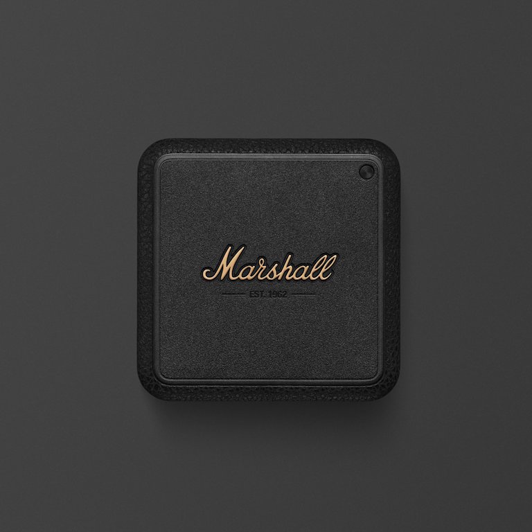 Front image of Heddon with the Marshall logo in gold, set against a dark gray background.