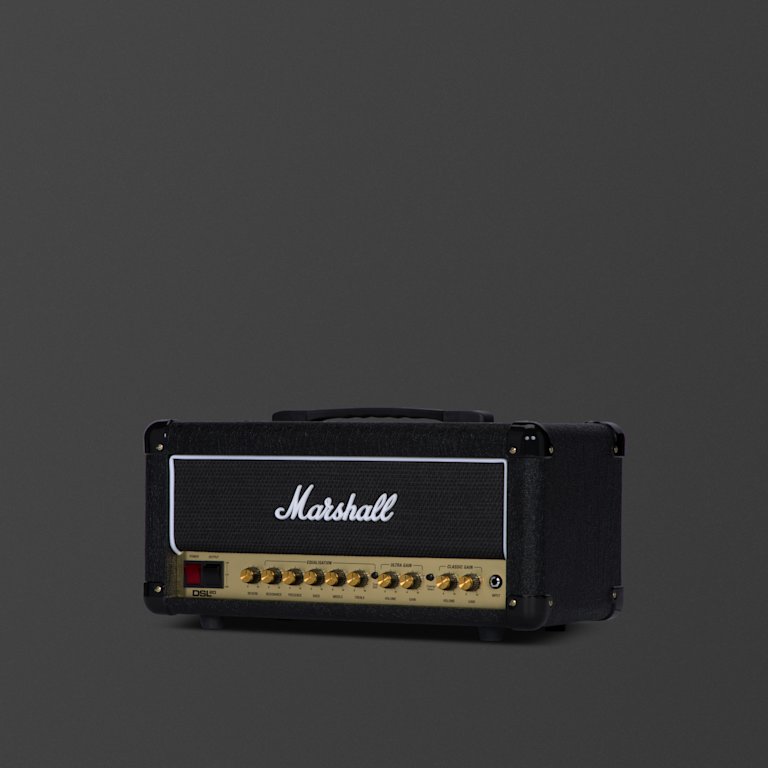The Marshall DSL20 Head amplifier seen from the front.