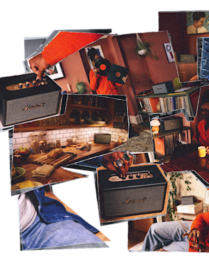 A collage of photos featuring Marshall Acton IV speaker.