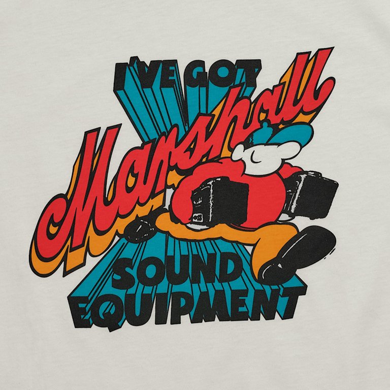 Close up of the print on the Heritage Reissue ‘Sound Equipment’ T-shirt