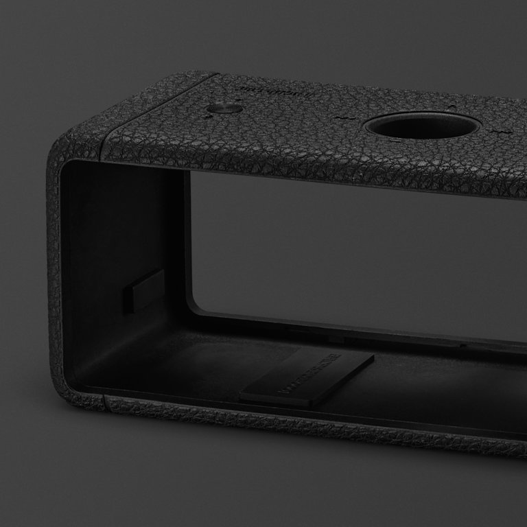 Close up of a Emberton II Black Sleeve set against a plain dark background.