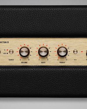 The volume, bass and treble knobs on top of the Acton II Bluetooth speaker.