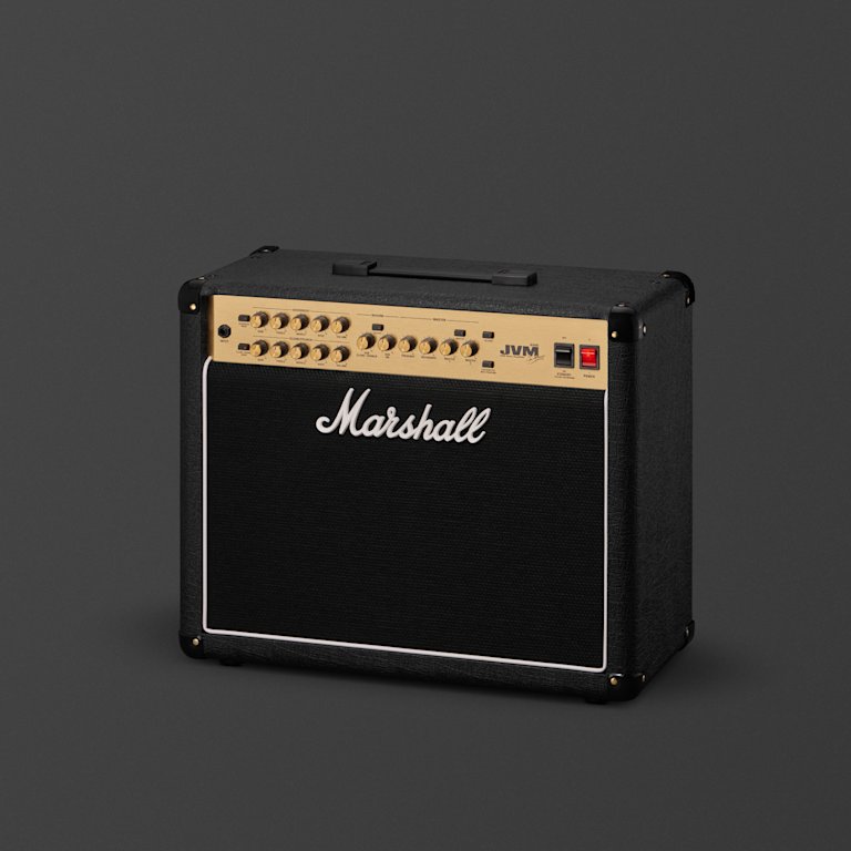 A Marshall JVM215C combo amp seen from the side
