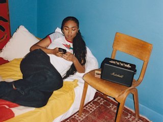 Marshall Kilburn III home speaker on top of a chair