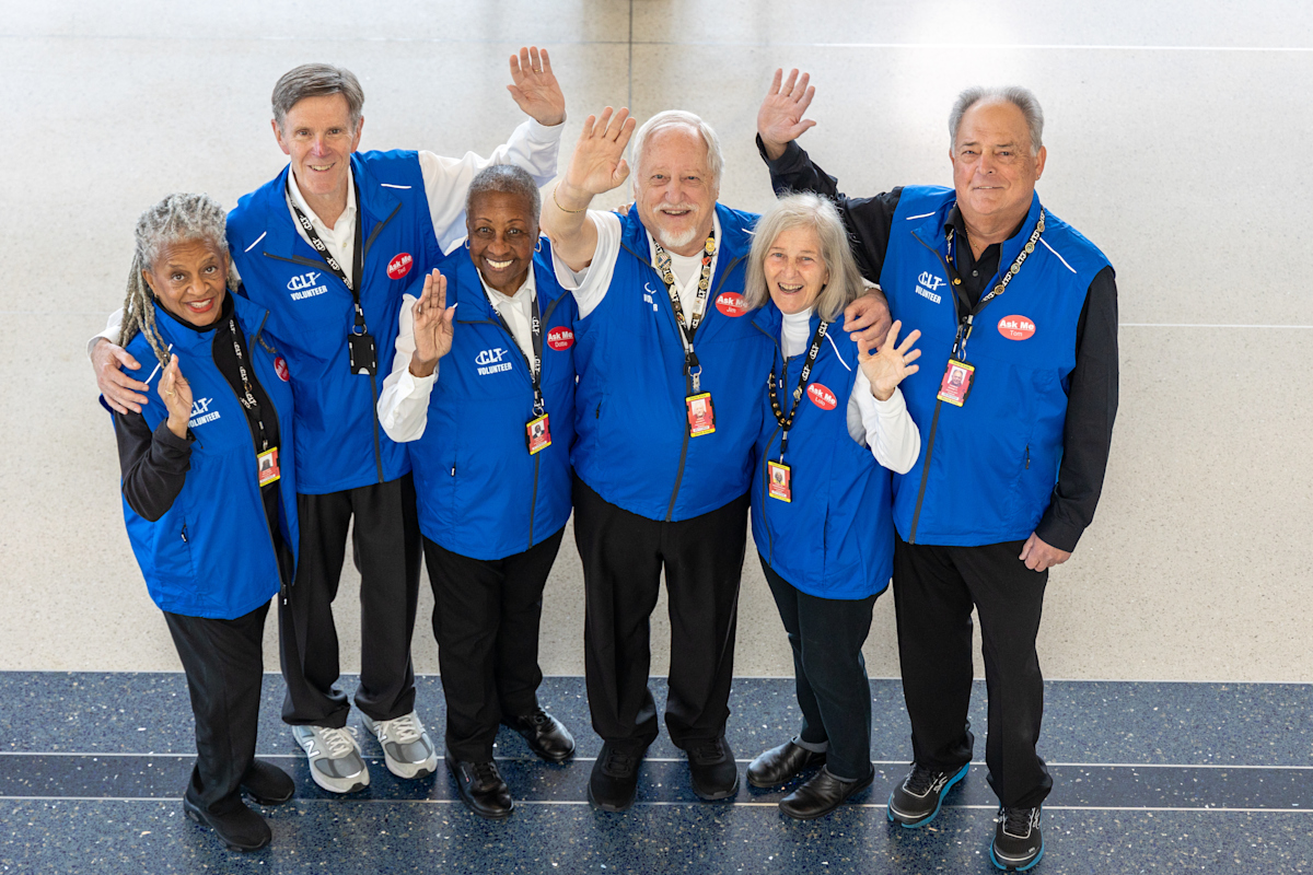 group of volunteers at airport
